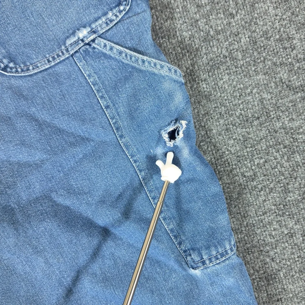 Dickies Mens 2XL Blue Denim Bib Overalls Distressed Carpenter Workwear Pants